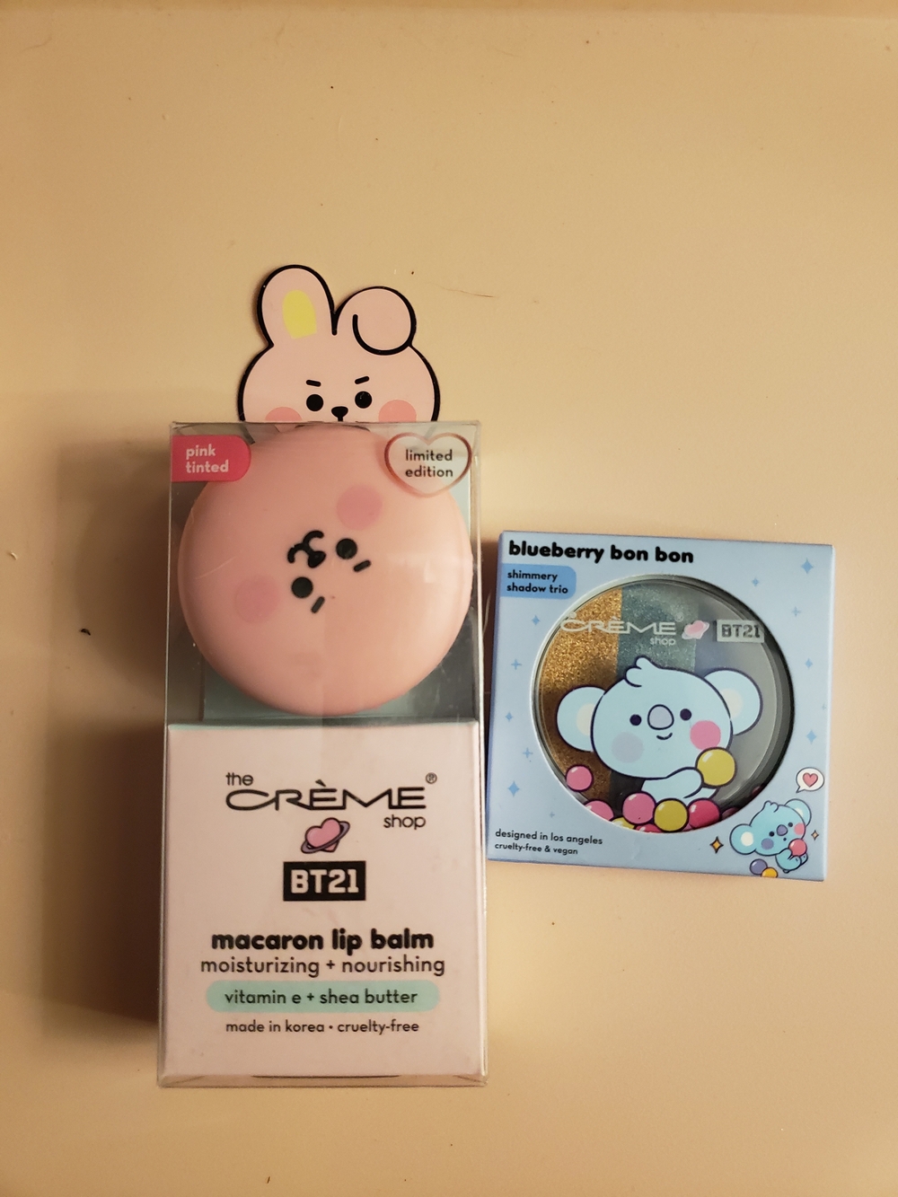 The Crème Shop Cooky Macaron Lip Balm - White Peach & Blueberry Bon Bon Eye Trio